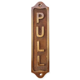 PULL Brass Door Sign 22x5cm | Antique finish